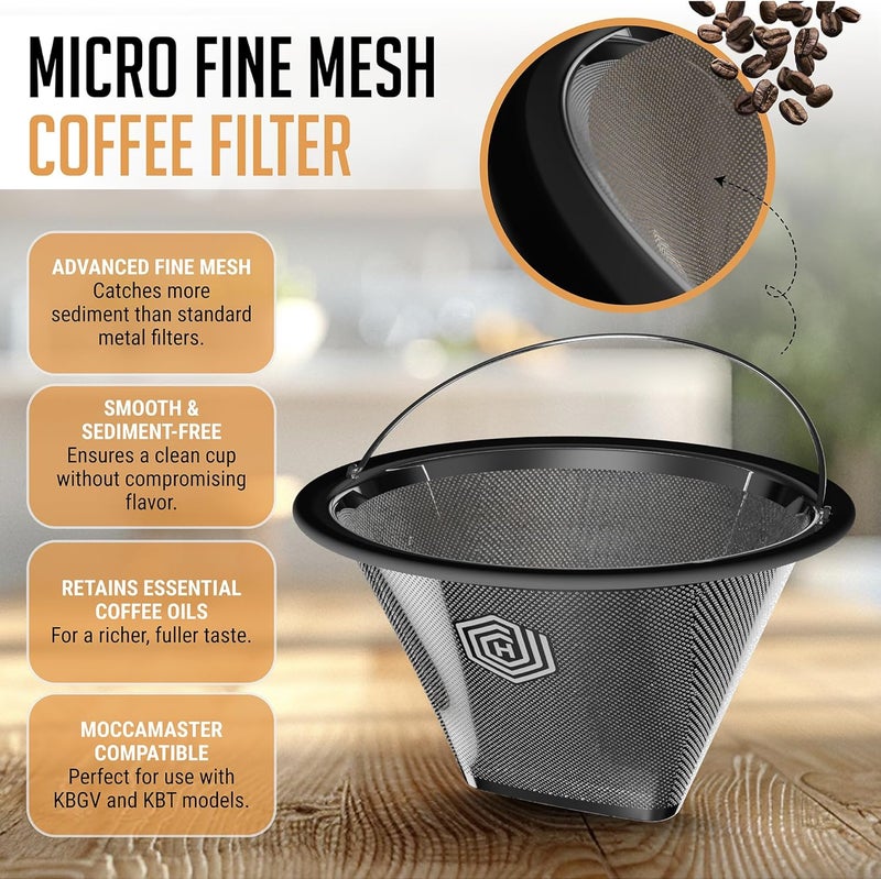 HEXNUB Reusable #4 Coffee Filter for Technivorm Moccamaster KBGV, KBT Coffee Machines, Durable Stainless Steel Mesh Metal Filter - Image 3